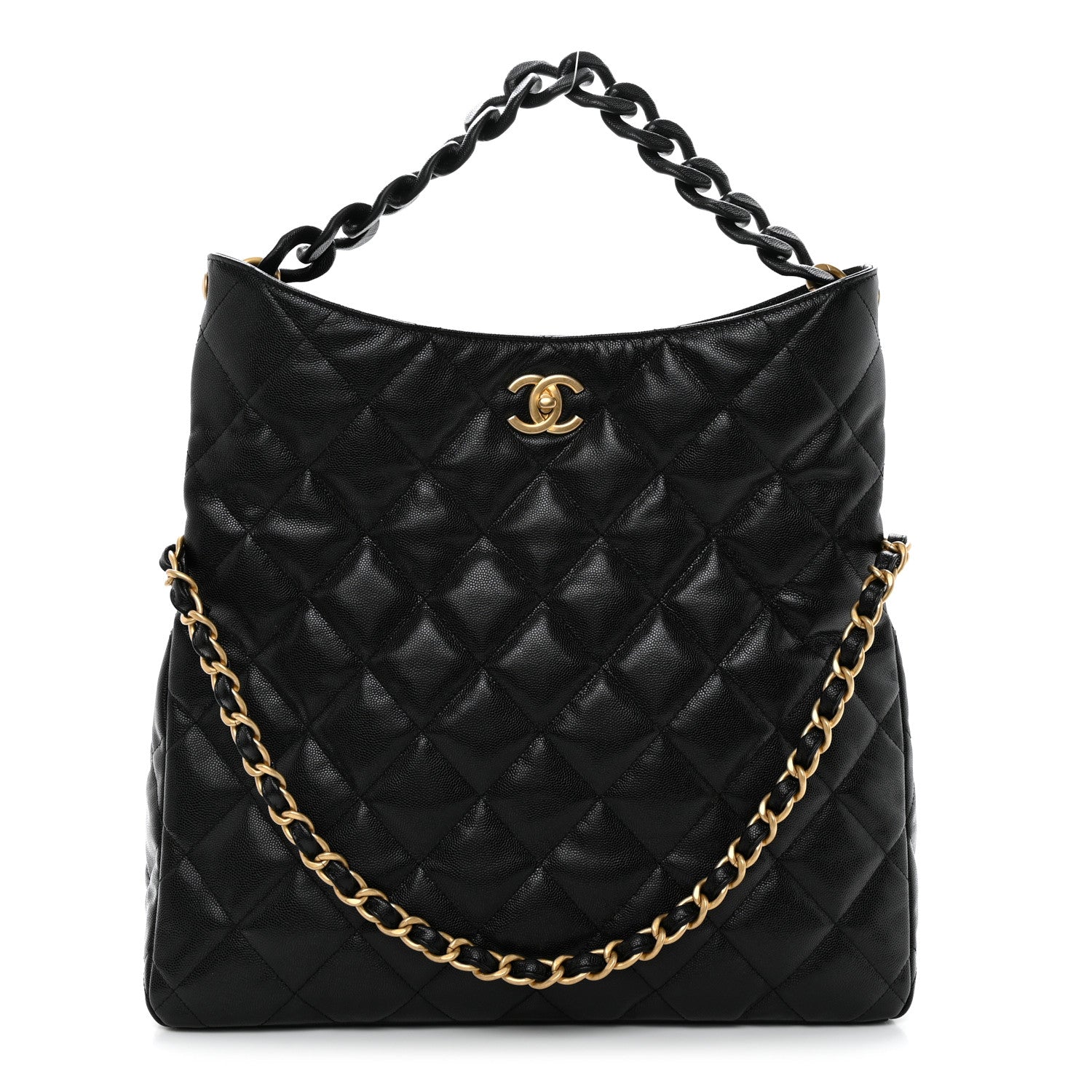 Chanel Caviar Quilted Fold Over Hobo Black 1 of 10