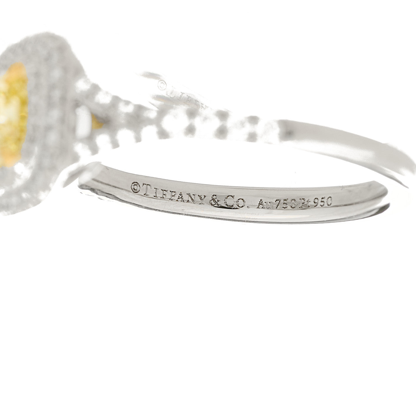Platinum 18K Yellow Gold Fancy Intense Yellow Diamond .75ct Soleste Engagement Ring 54 7