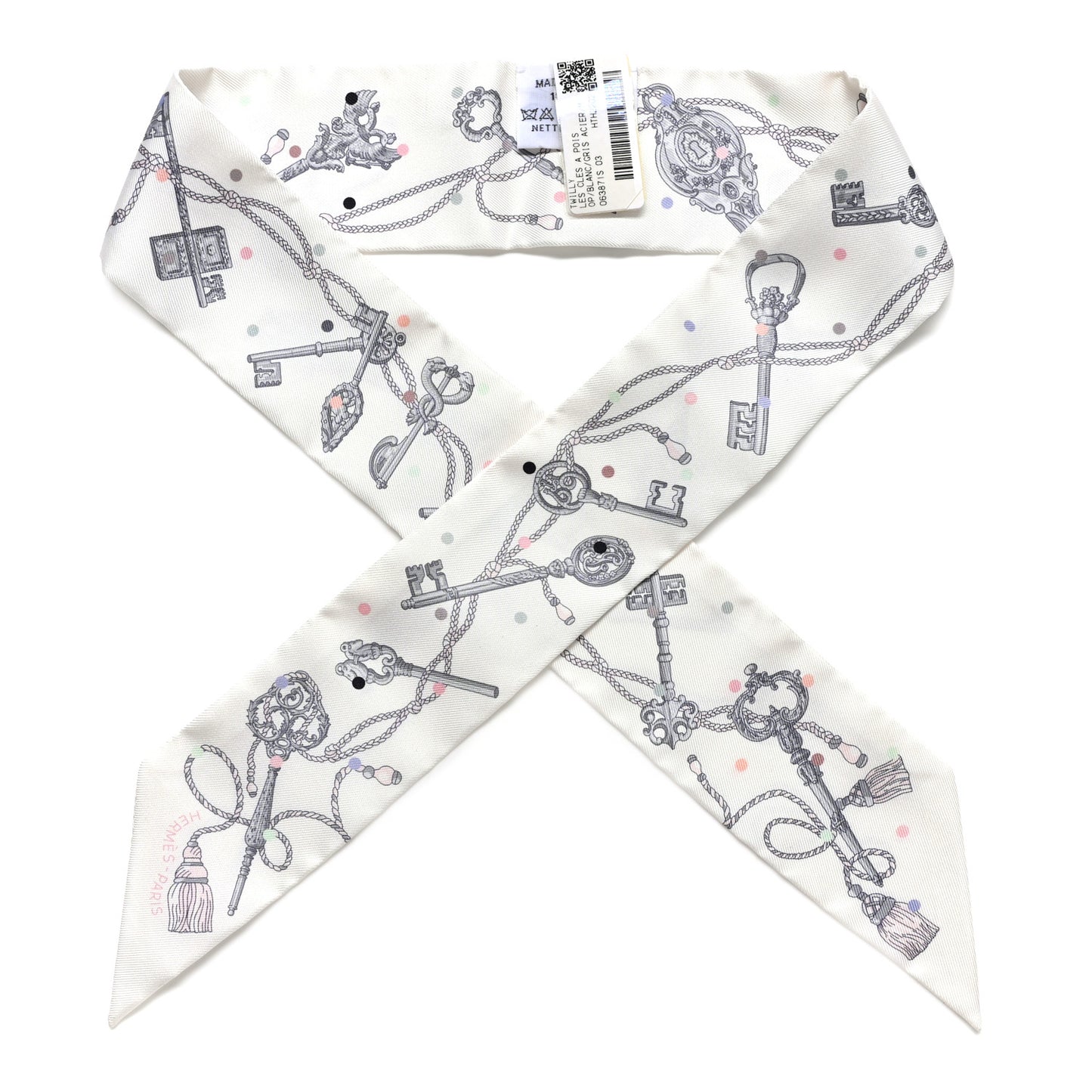 Silk Les Cles A Pois Twilly White Gris Acier