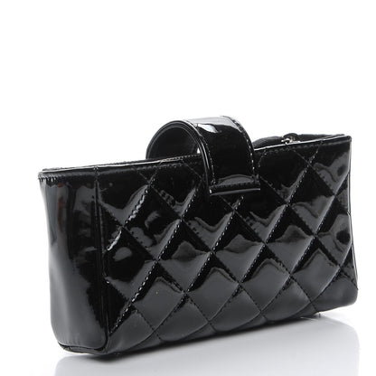 Chanel Patent Quilted Mini Phone Holder Clutch Black 3 of 7