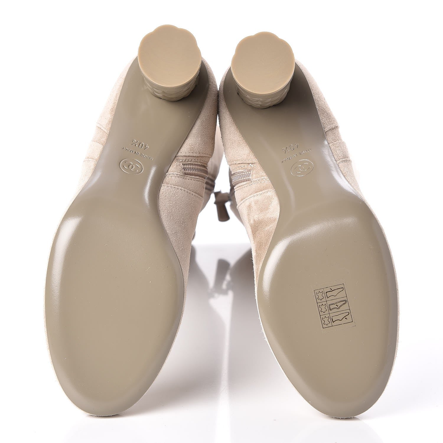 Chanel Suede Calfskin High Boots 40.5 Light Beige 7 of 10