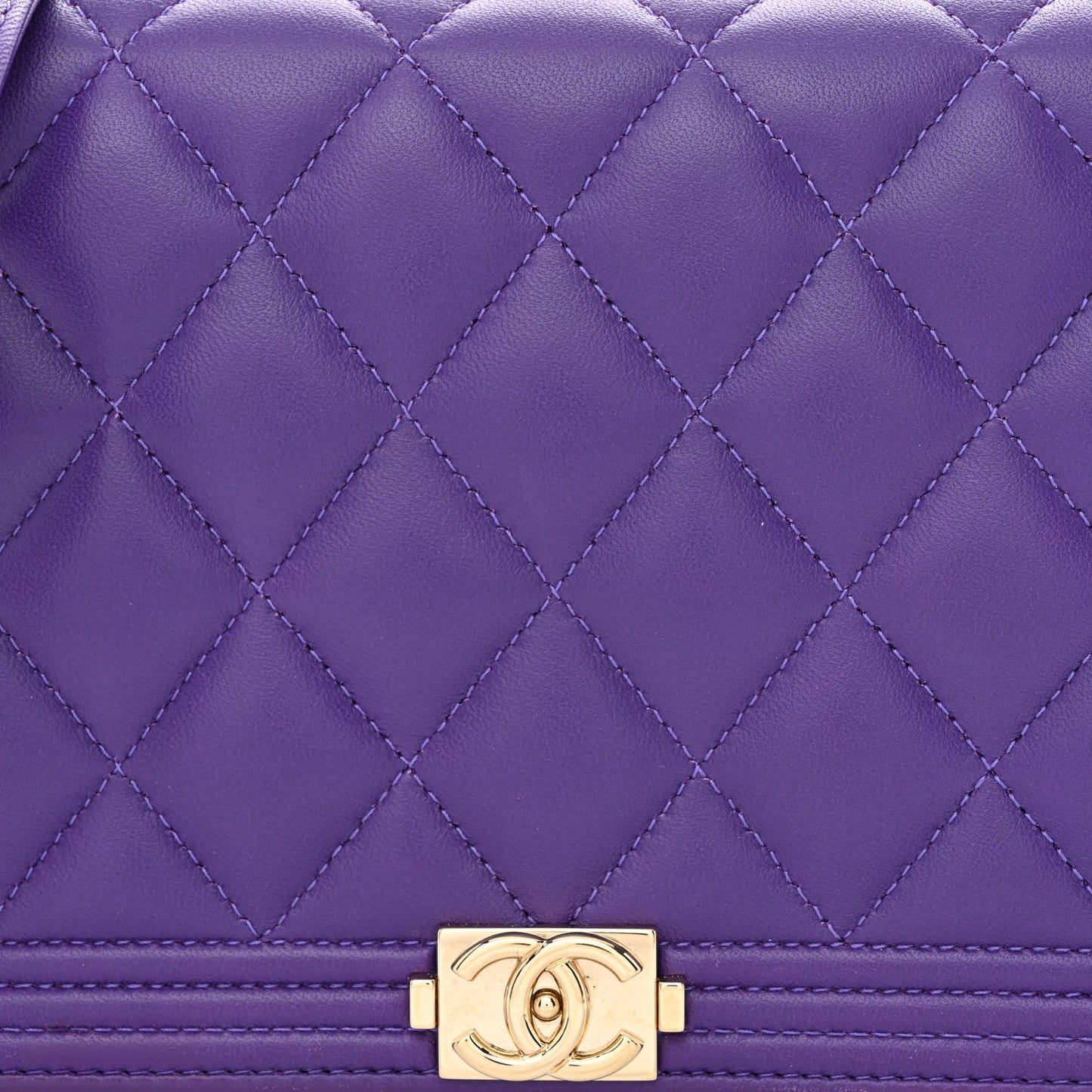 Lambskin Quilted Boy Wallet On Chain WOC Purple