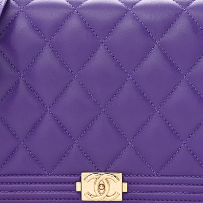 Chanel Lambskin Quilted Boy Wallet On Chain WOC Purple 9 of 13