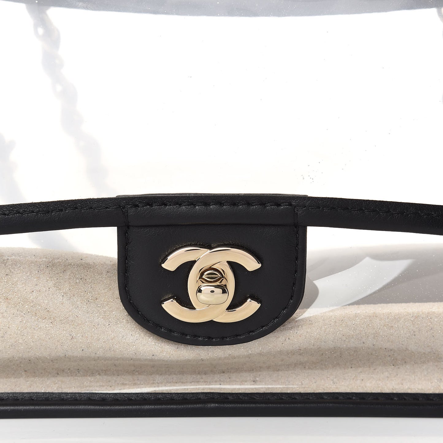 Lambskin PVC Medium Coco Sand Flap Black