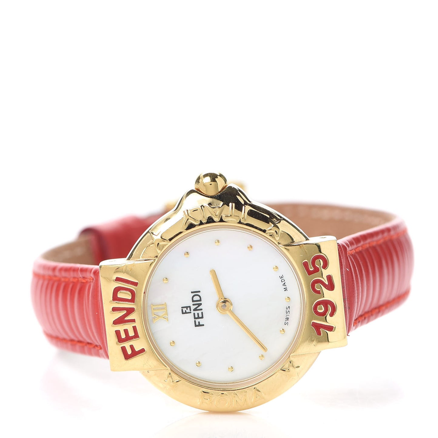 Stainless Steel Calfskin Mother of Pearl 26mm 430L Quartz Watch Red