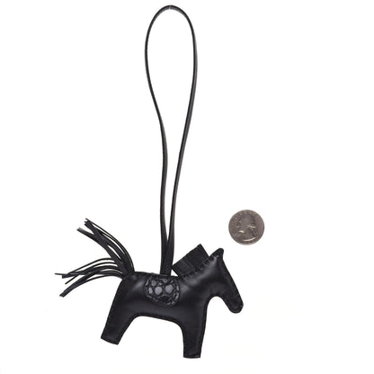 Hermes Milo Lambskin Matte Alligator Touch Grigri Rodeo Horse Bag Charm PM So Black 2 of 5