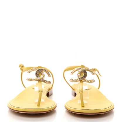 Chanel Lambskin CC Logo Thong Sandals 39.5 Yellow 2 of 8