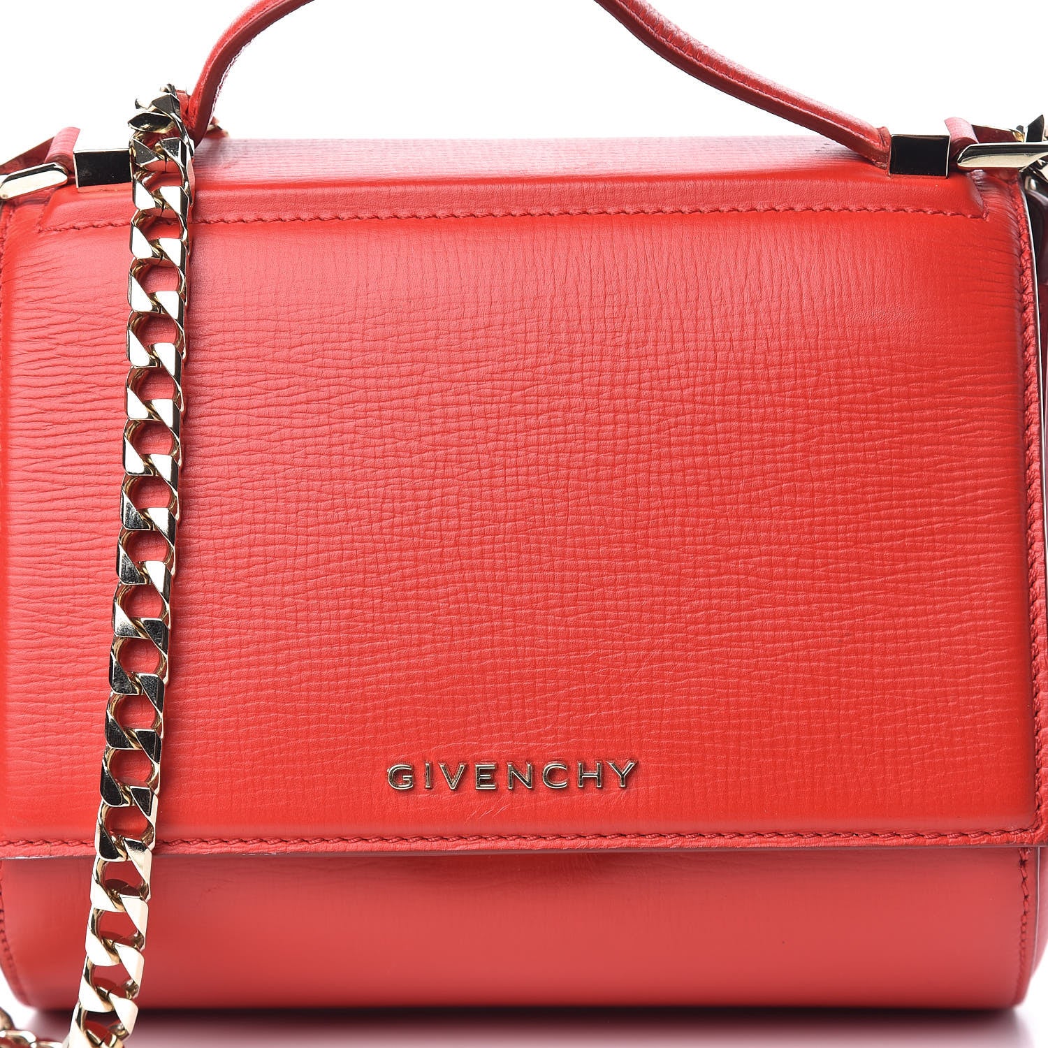 Givenchy Textured Calfskin Mini Pandora Box Chain Crossbody Bag Medium Red 12 of 13