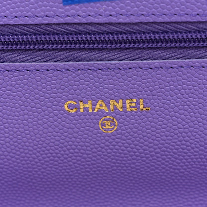 Chanel Caviar Quilted Wallet on Chain WOC Purple 6 of 13