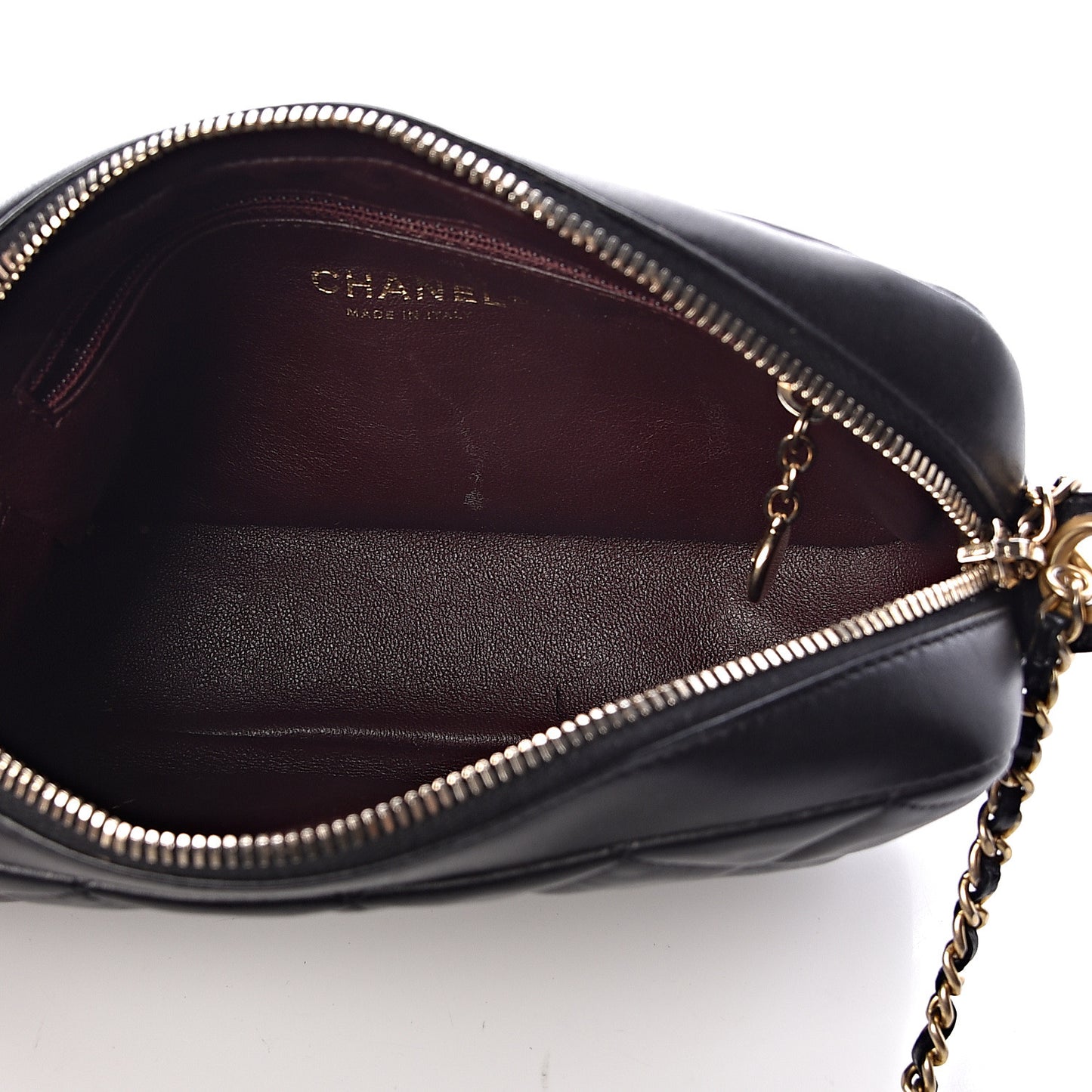 Lambskin Quilted Small Diamond CC Camera Case Black