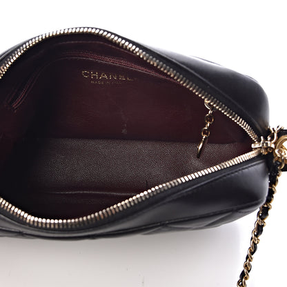 Chanel Lambskin Quilted Small Diamond CC Camera Case Black 5 of 11