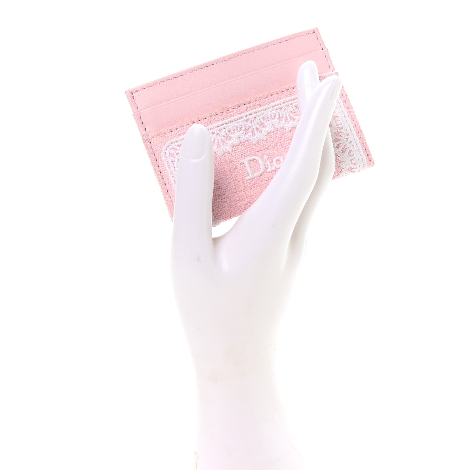 Christian Dior Calfskin Technical Fabric Oblique Lace Freesia Card