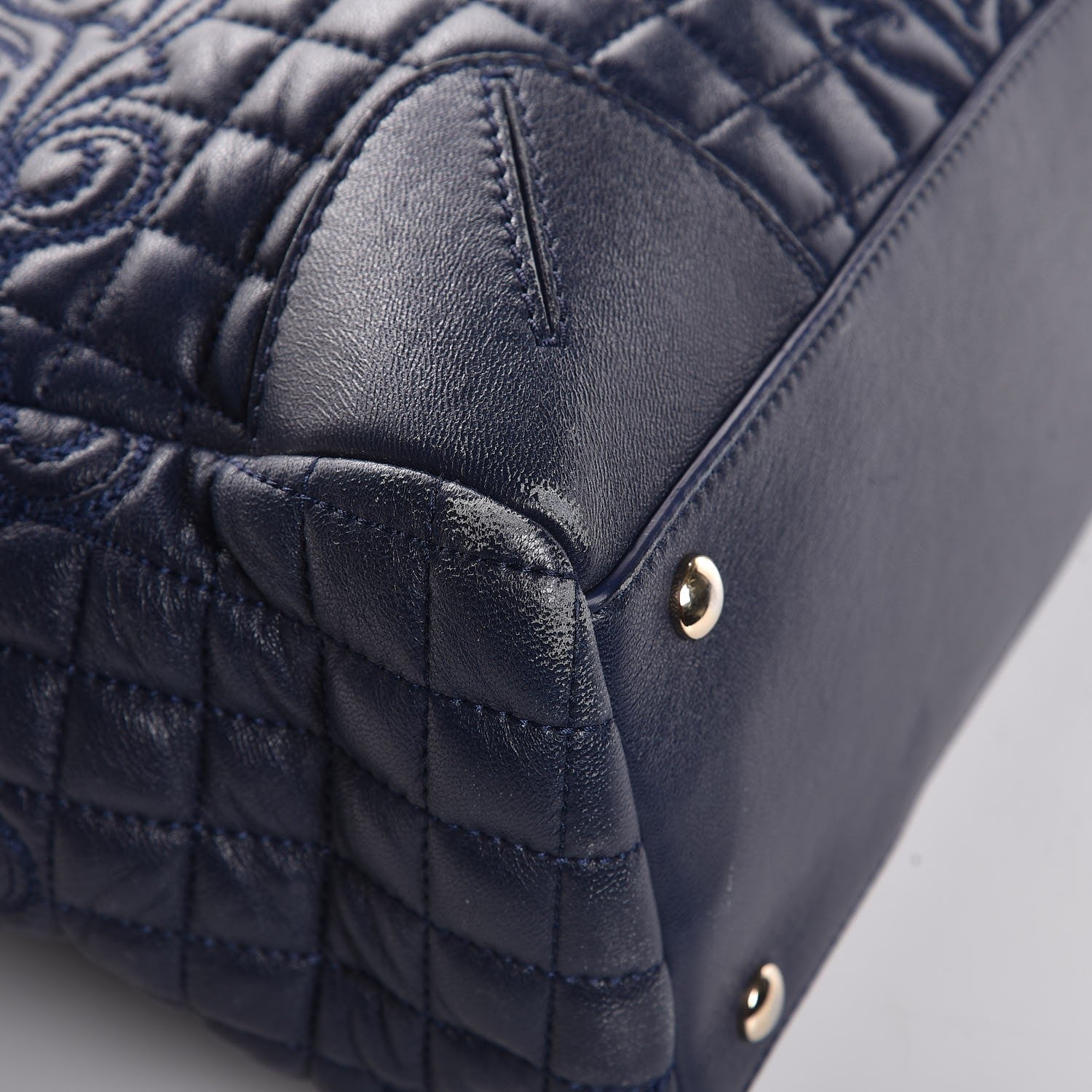 Versace Barocco Quilted Nappa Elettra Vanitas Tote Navy 8 of 18
