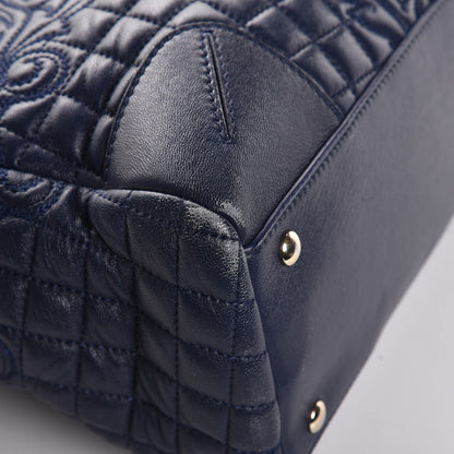 Versace Barocco Quilted Nappa Elettra Vanitas Tote Navy 8 of 18