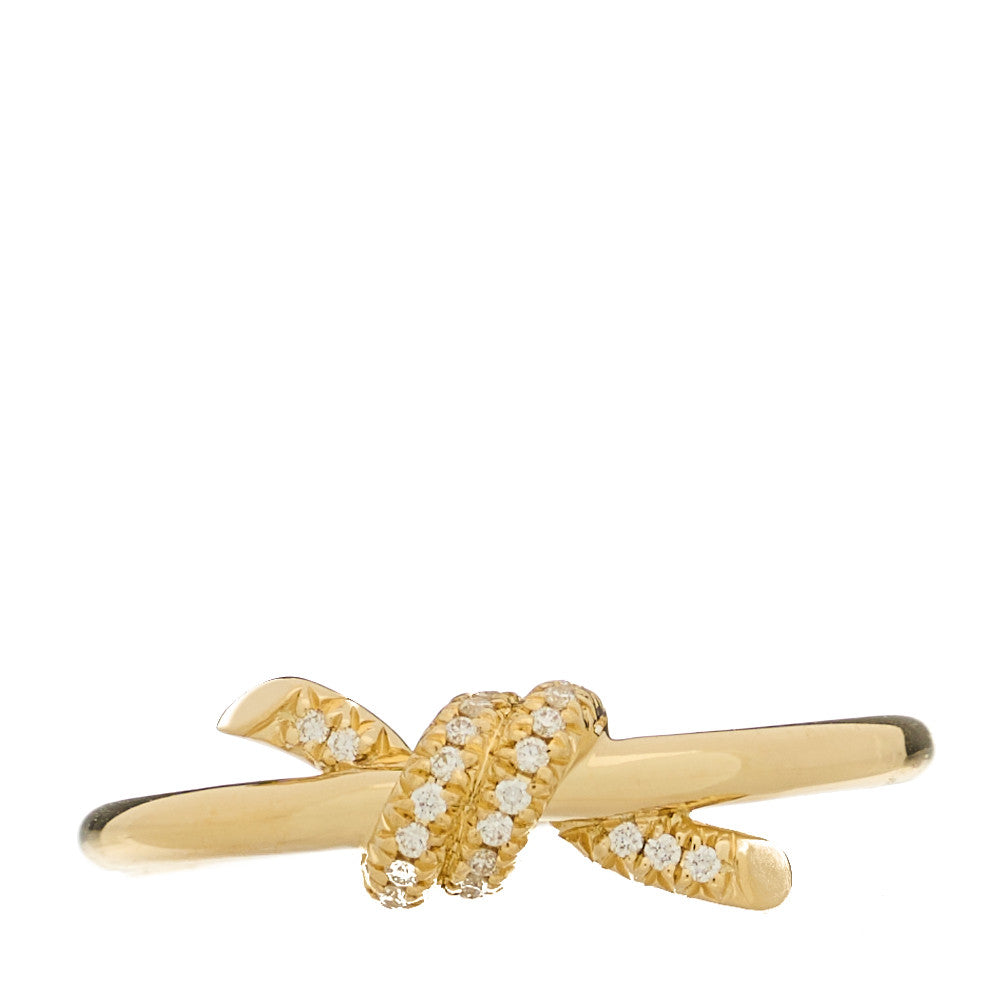 Tiffany 18K Yellow Gold Diamond Small Knot Ring 53 6.25 1 of 4