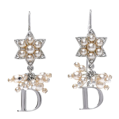 Christian Dior Pearl Star Earrings Silver 1 of 4