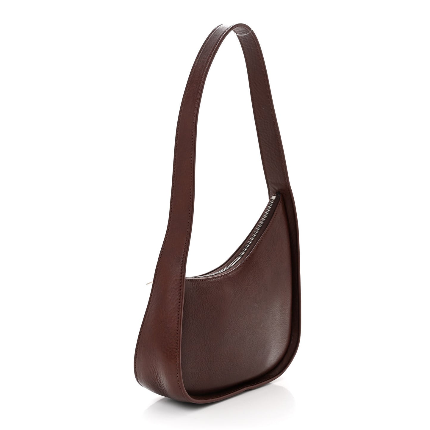 Grained Calfskin Half Moon Shoulder Bag Burnt Wood