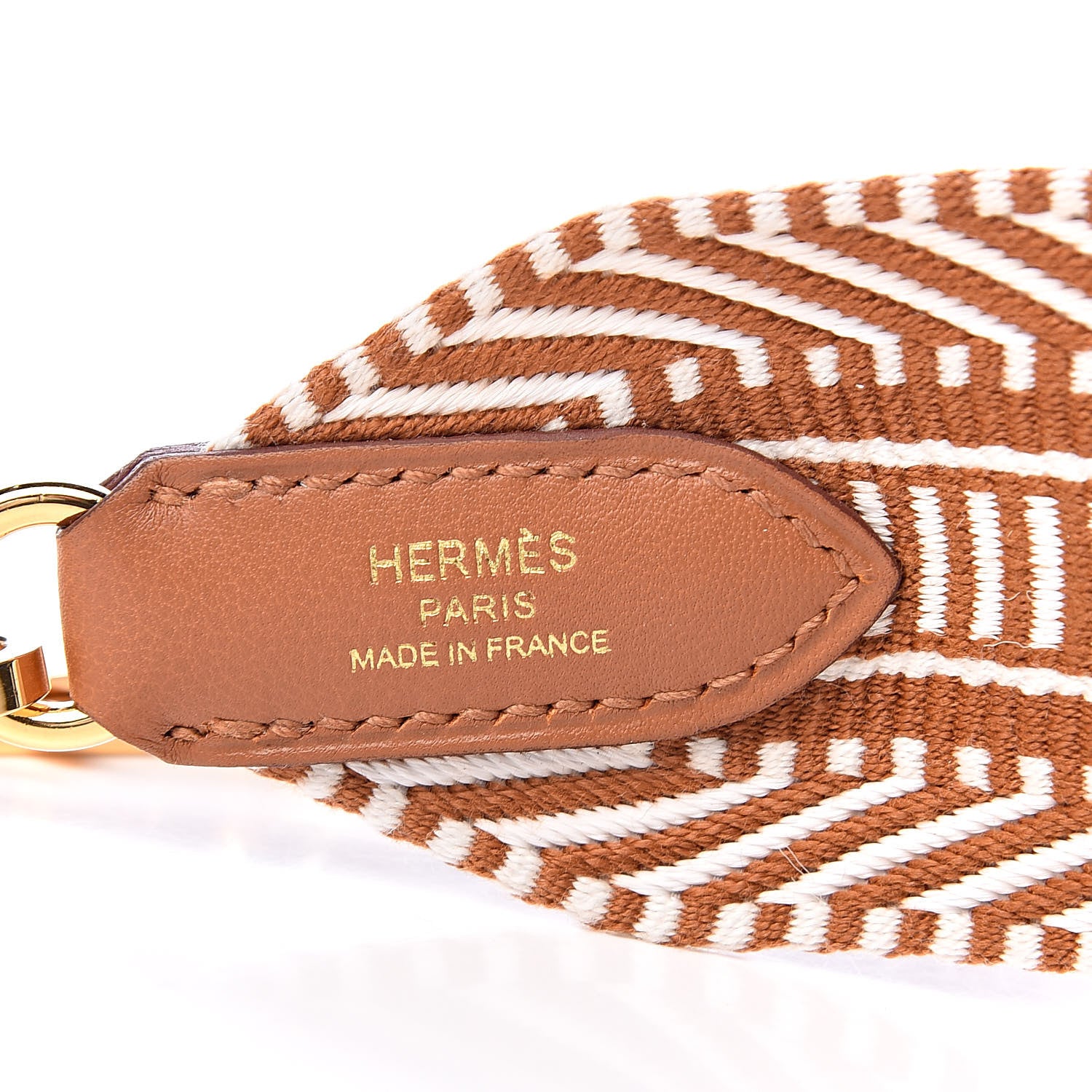 Hermes Toile Swift 50mm Sangle Cavale Shoulder Strap Ecru Beige Gold 3 of 4
