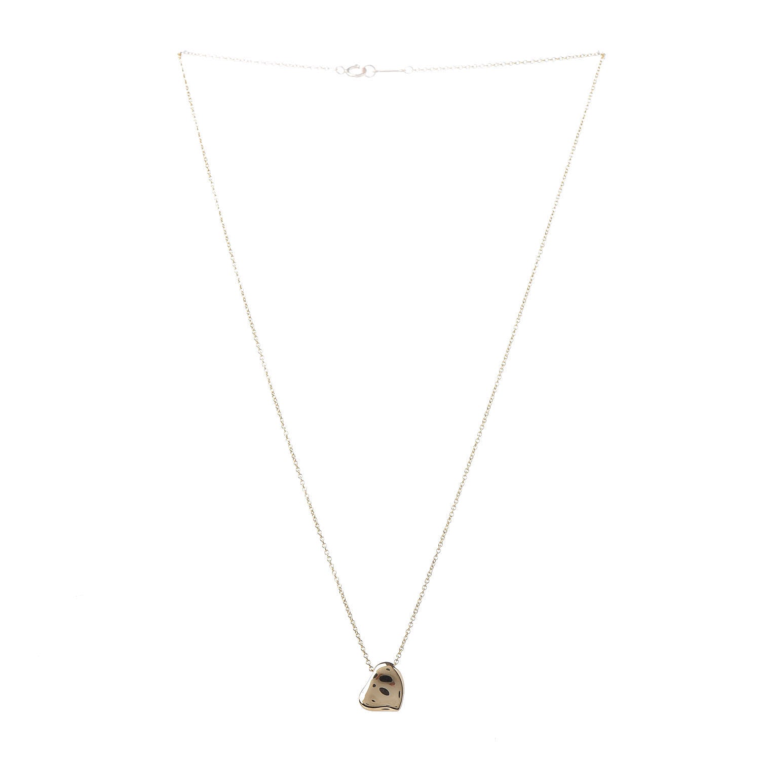 Tiffany 18K Yellow Gold 11mm Elsa Perretti Full Heart Pendant Necklace 4 of 7