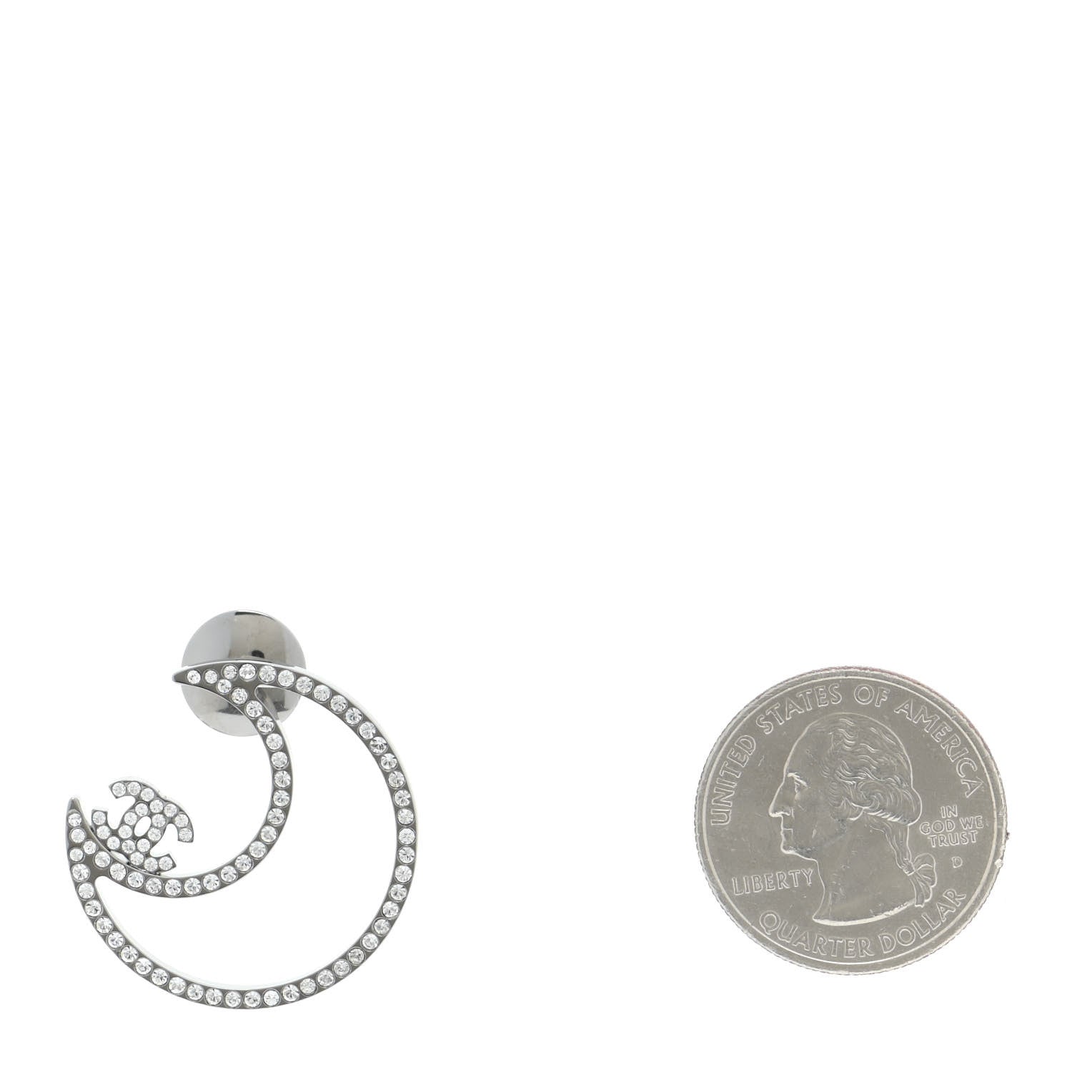 Chanel Crystal CC Moon Brooch Silver 2 of 5