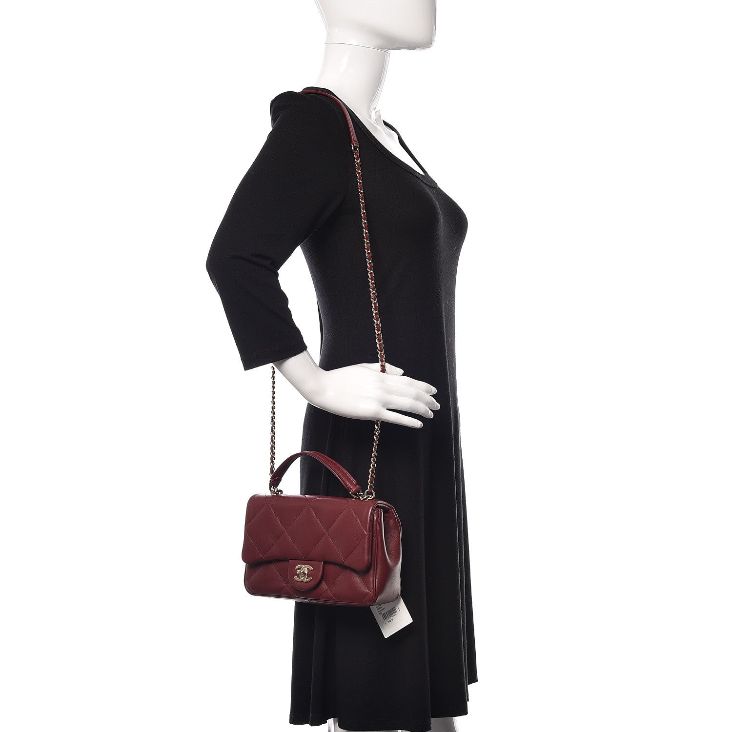 Chanel Lambskin Quilted Small Easy Carry Flap Burgundy 2 of 10