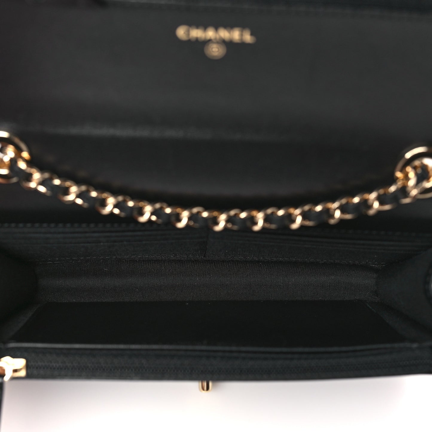 Lambskin Quilted Trendy CC Wallet On Chain WOC Black