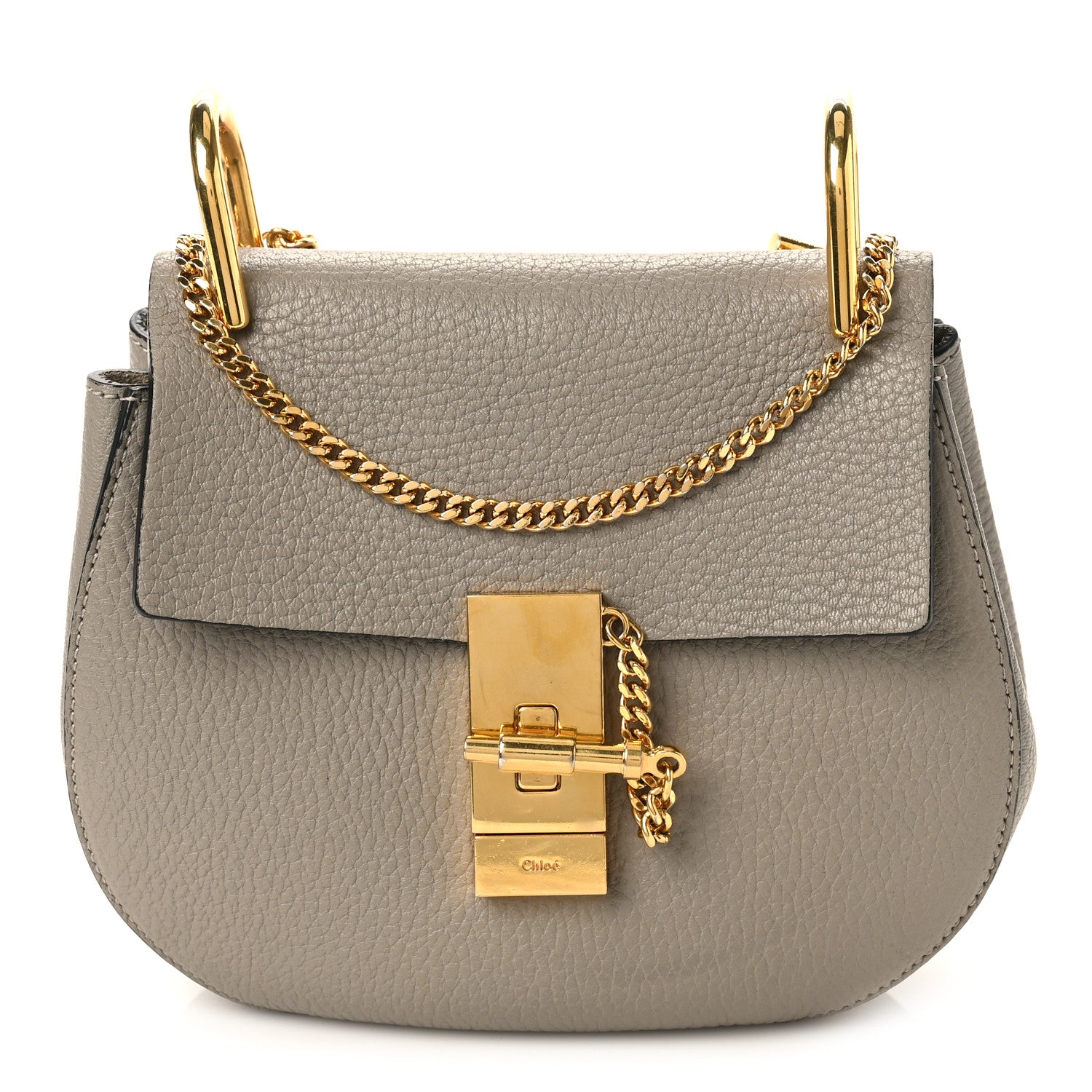 Chloe Grained Lambskin Mini Drew Shoulder Bag Motty Grey 1 of 8