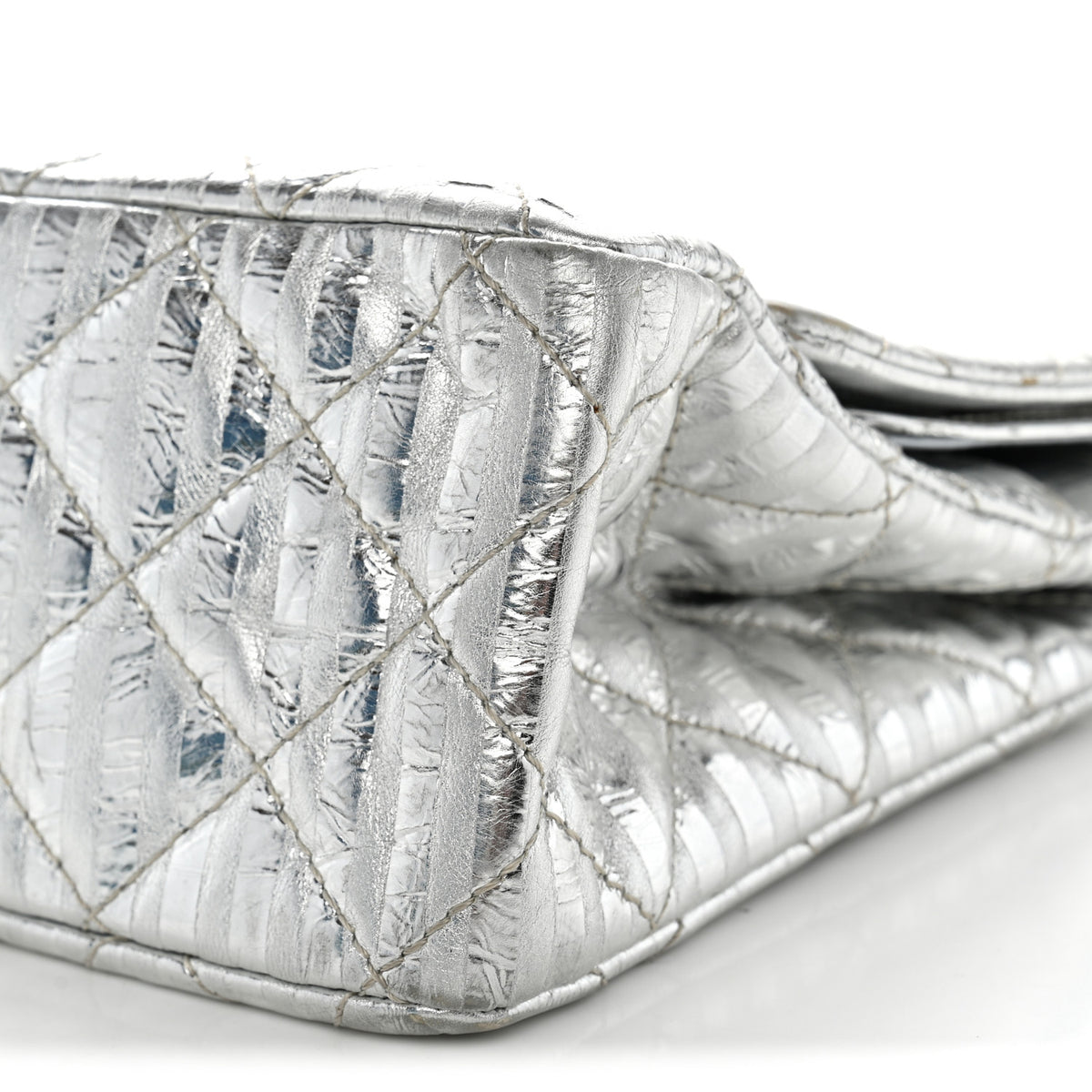 Metallic Calfskin Striped 2.55 Reissue 227 Silver