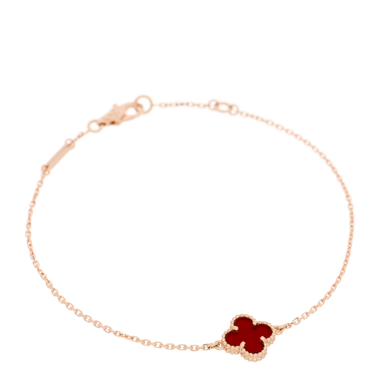 Van Cleef & Arpels 18K Rose Gold Carnelian Sweet Alhambra Bracelet 1 of 5