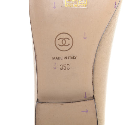 Chanel Lambskin Cap Toe CC Ballerina Flats 35 Beige Black 10 of 13