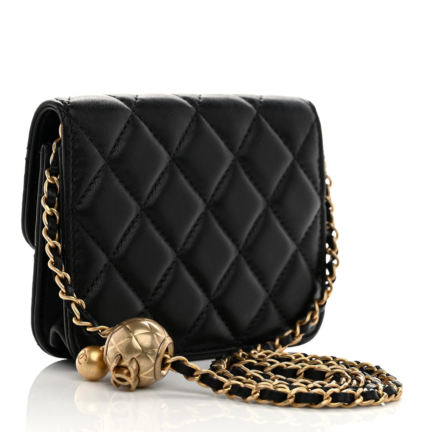 Chanel Lambskin Quilted Pearl Crush Clutch With Chain Black 3 of 11