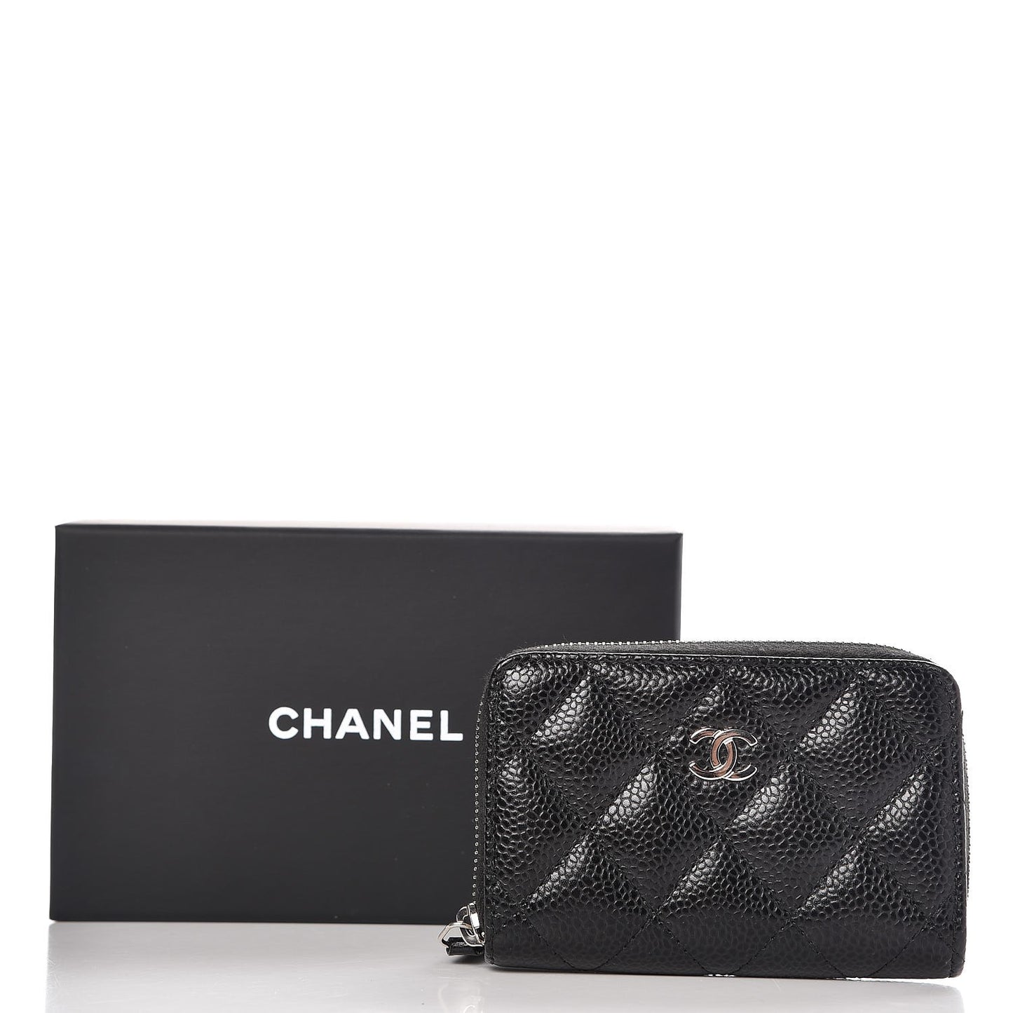 Caviar Quilted Zip Coin Purse Black