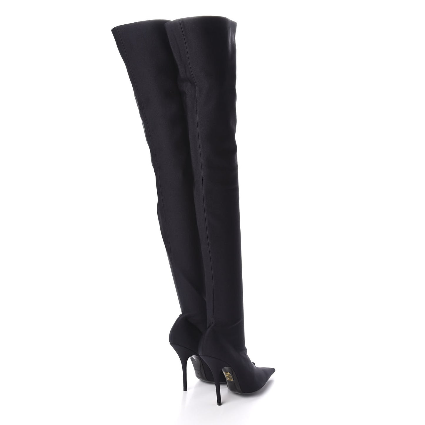 Spandex Pointed Toe Knife Thigh High Boots 38 Black