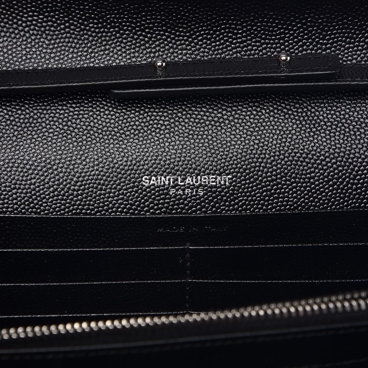 Saint Laurent Grain De Poudre Matelasse Chevron Monogram Chain Wallet Black 6 of 6