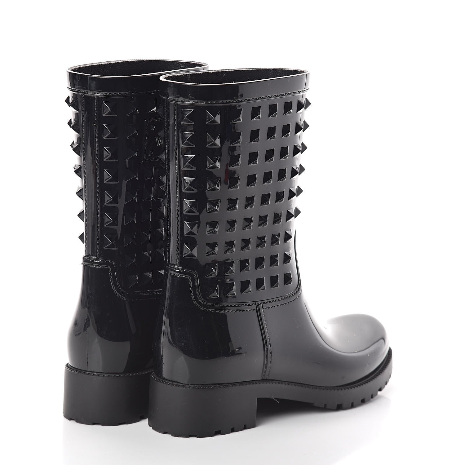 Valentino Garavani Rubber Rockstud Short Rainboots 38 Black 4 of 9