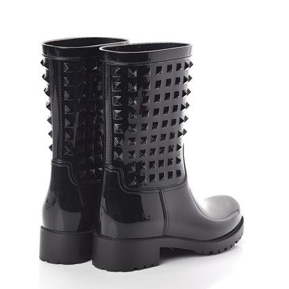 Valentino Garavani Rubber Rockstud Short Rainboots 38 Black 4 of 9