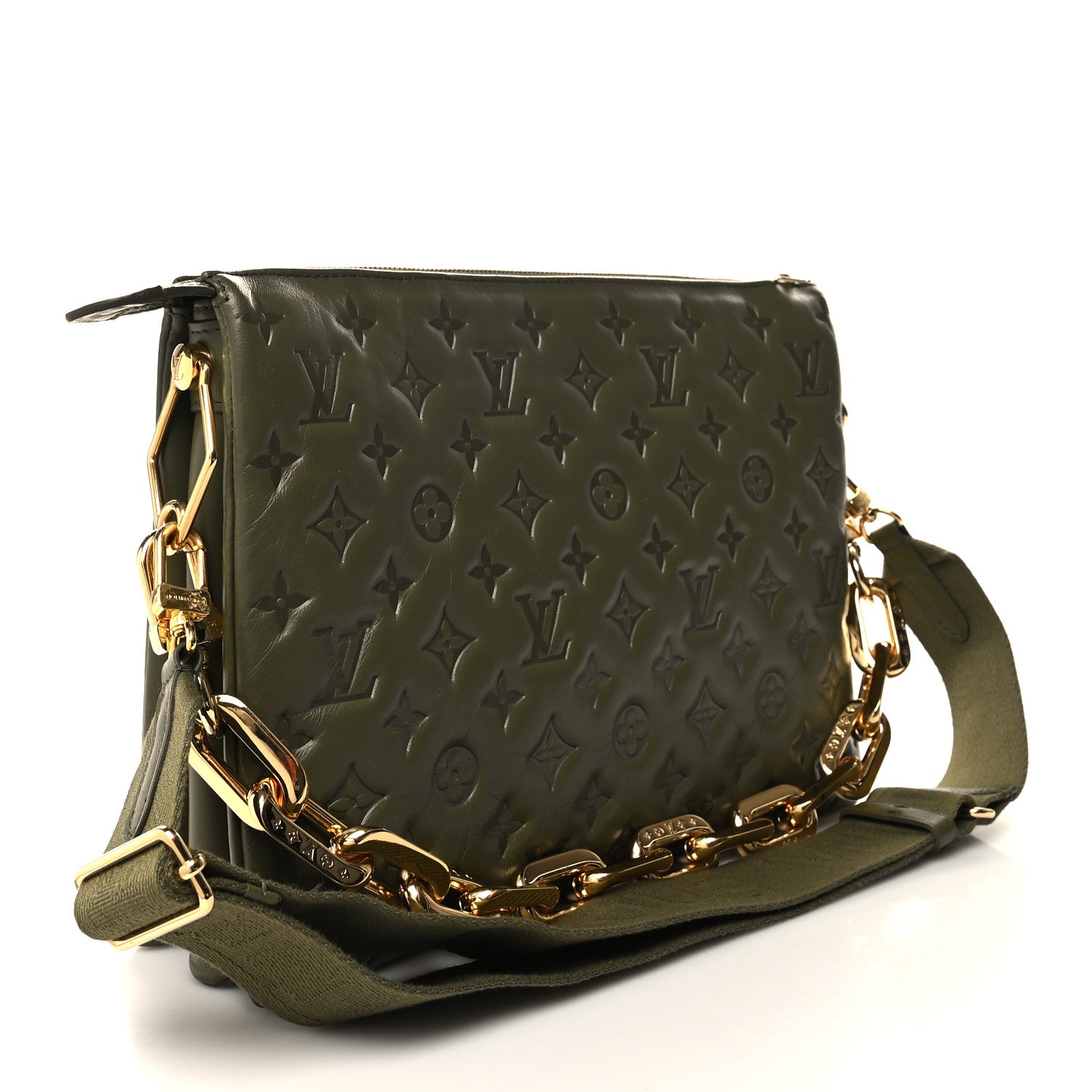 Louis Vuitton Lambskin Embossed Monogram Coussin MM Khaki 2 of 10