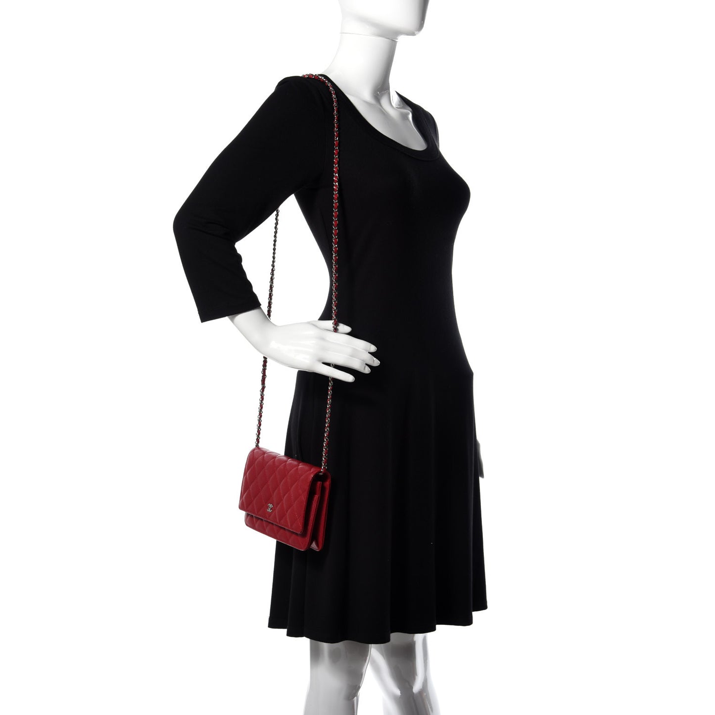 Caviar Quilted Wallet On Chain WOC Red