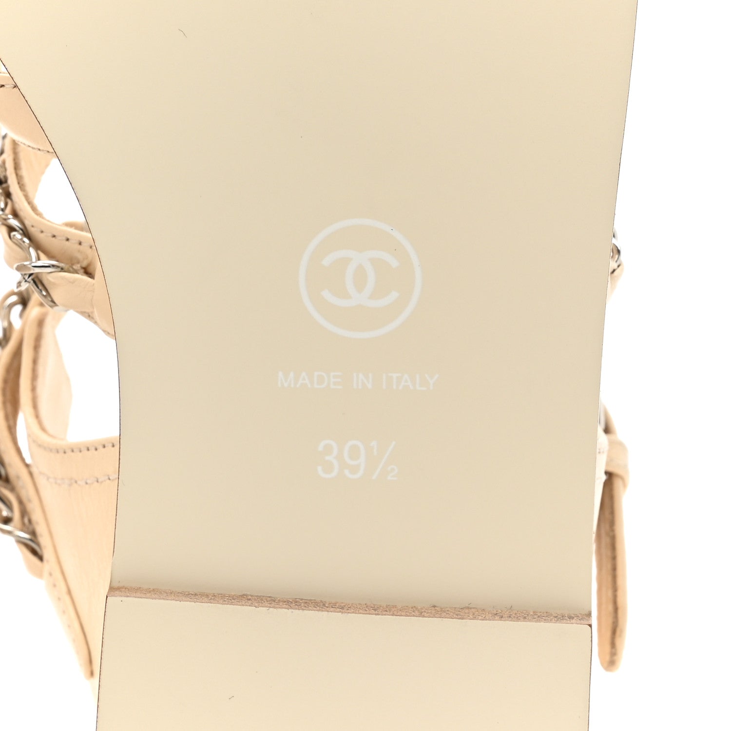 Chanel Lambskin Chain Flat Sandals 39.5 Beige 6 of 8
