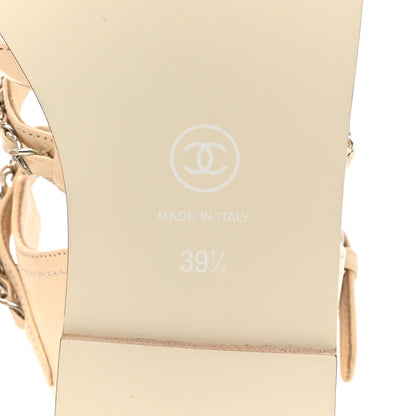 Chanel Lambskin Chain Flat Sandals 39.5 Beige 6 of 8
