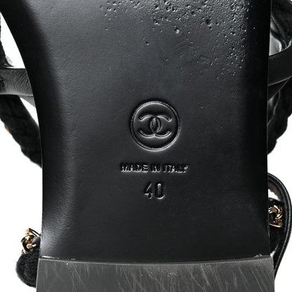 Chanel Lambskin Cord Chain Flat Sandals 40 Black 7 of 8