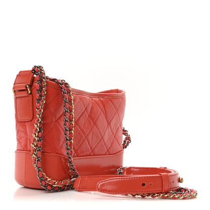 Chanel Aged Calfskin Quilted Small Gabrielle Hobo Coral 3 of 10