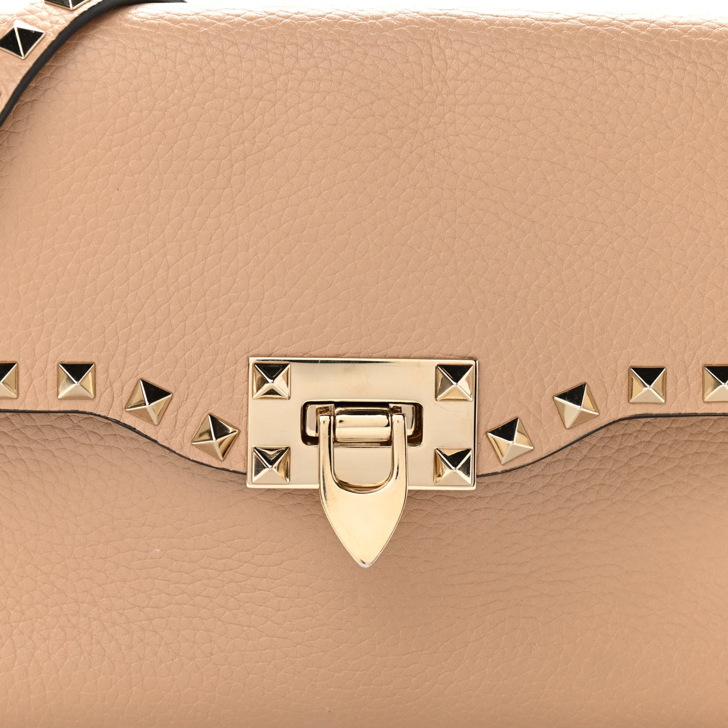 Valentino Garavani Pebbled Calfskin Medium Rockstud Flip Lock Crossbody Bag Camel Rose 7 of 12