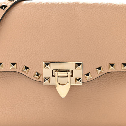 Valentino Garavani Pebbled Calfskin Medium Rockstud Flip Lock Crossbody Bag Camel Rose 7 of 12