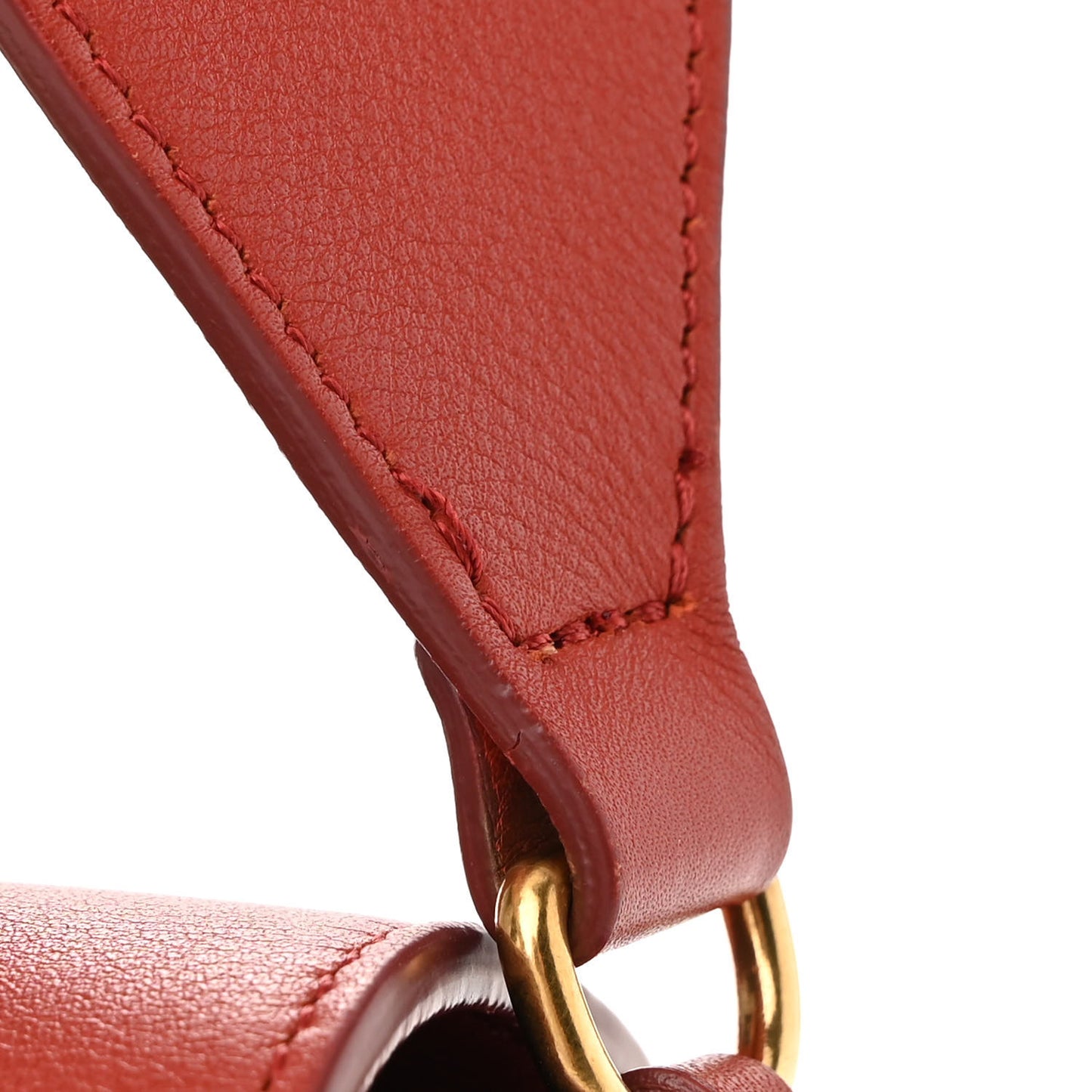 Shiny Smooth Calfskin Medium Frame Shoulder Bag Red Tan