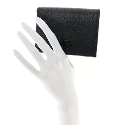 Gucci Dollar Calfskin Enamel Monochrome GG Marmont Card Case Black 2 of 11