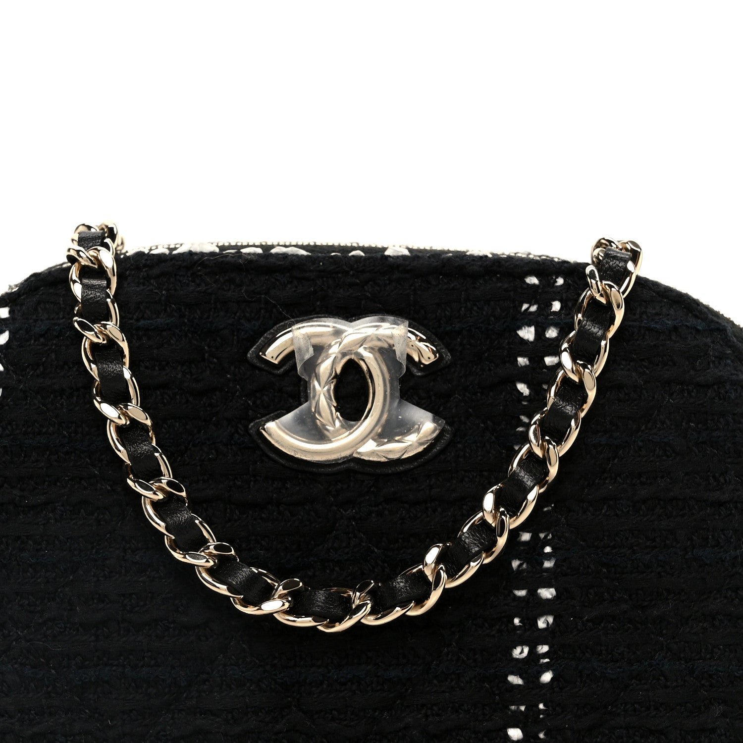 Chanel Tweed Quilted Mini Clutch With Chain Black White 9 of 11