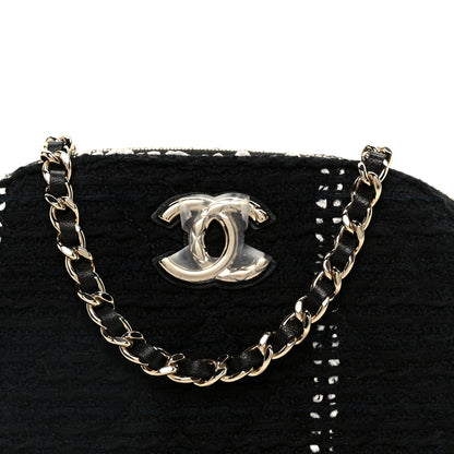 Chanel Tweed Quilted Mini Clutch With Chain Black White 9 of 11