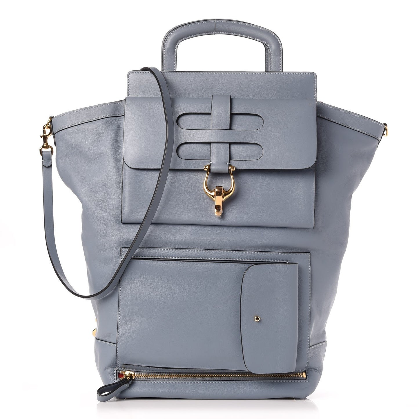 Calfskin Pocket Tote Blue