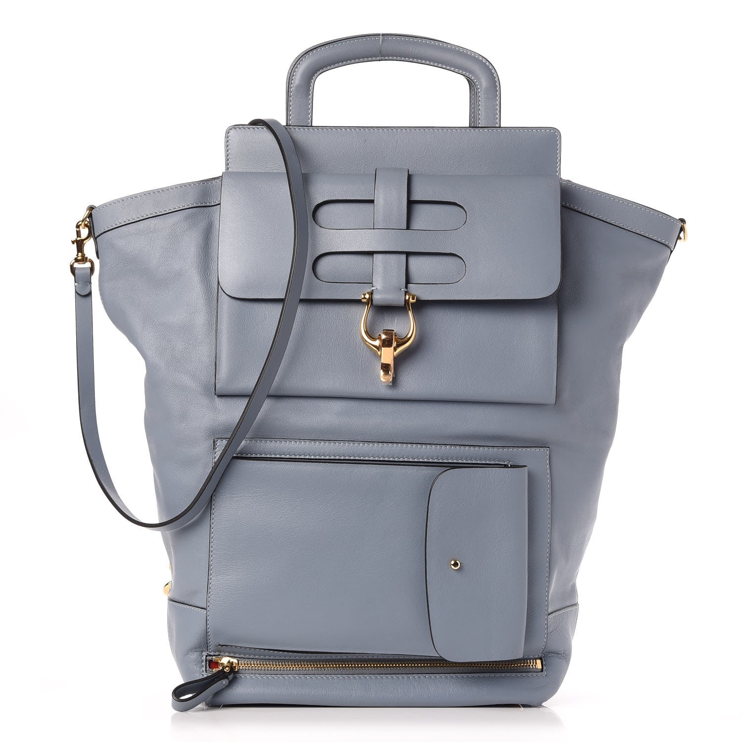 Valentino Garavani Calfskin Pocket Tote Blue 1 of 11